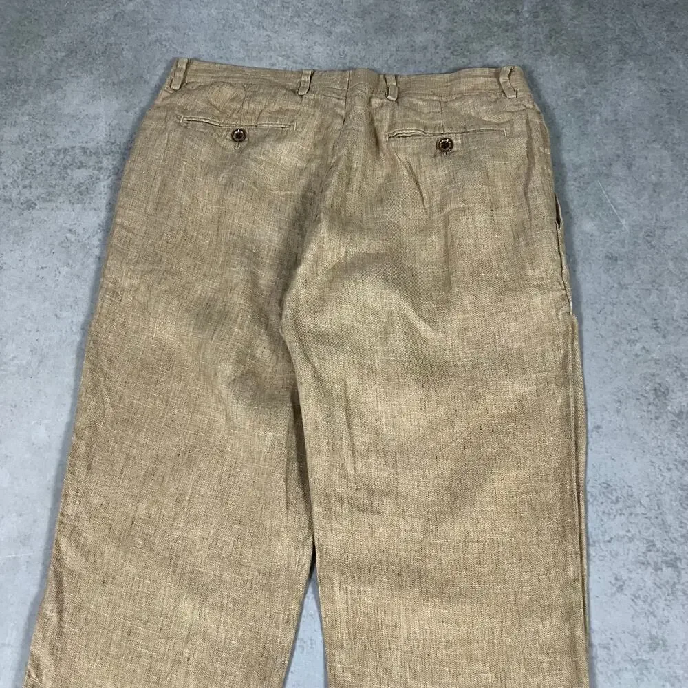 Linen Murano Baird McNutt Men's Brown Pants Classic Fit Size 33x30